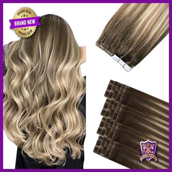 16 Inch Human Hair Tape In Extensions 20 Pieces Seamless Invisible Edge main image 3